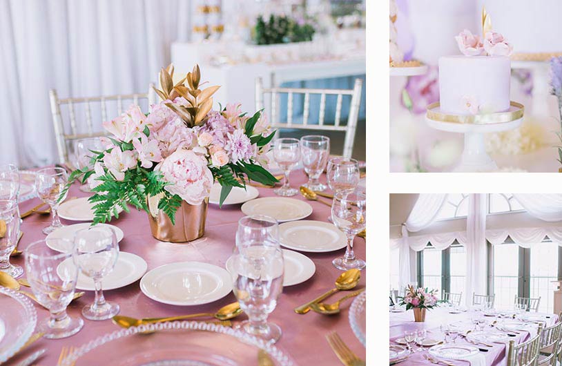 baby shower at lakeview with pink and gold theme